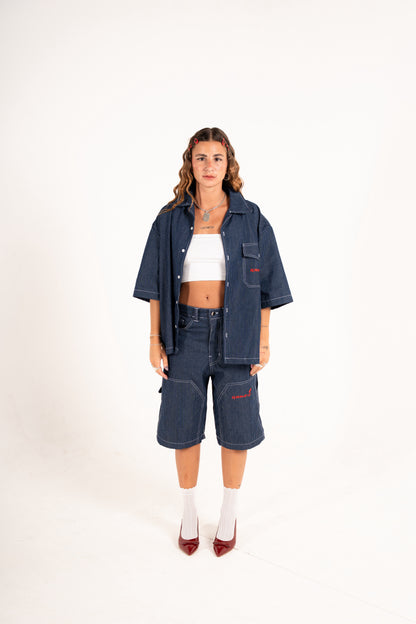 CHILL VIBE Oversized Stripes Denim shirt