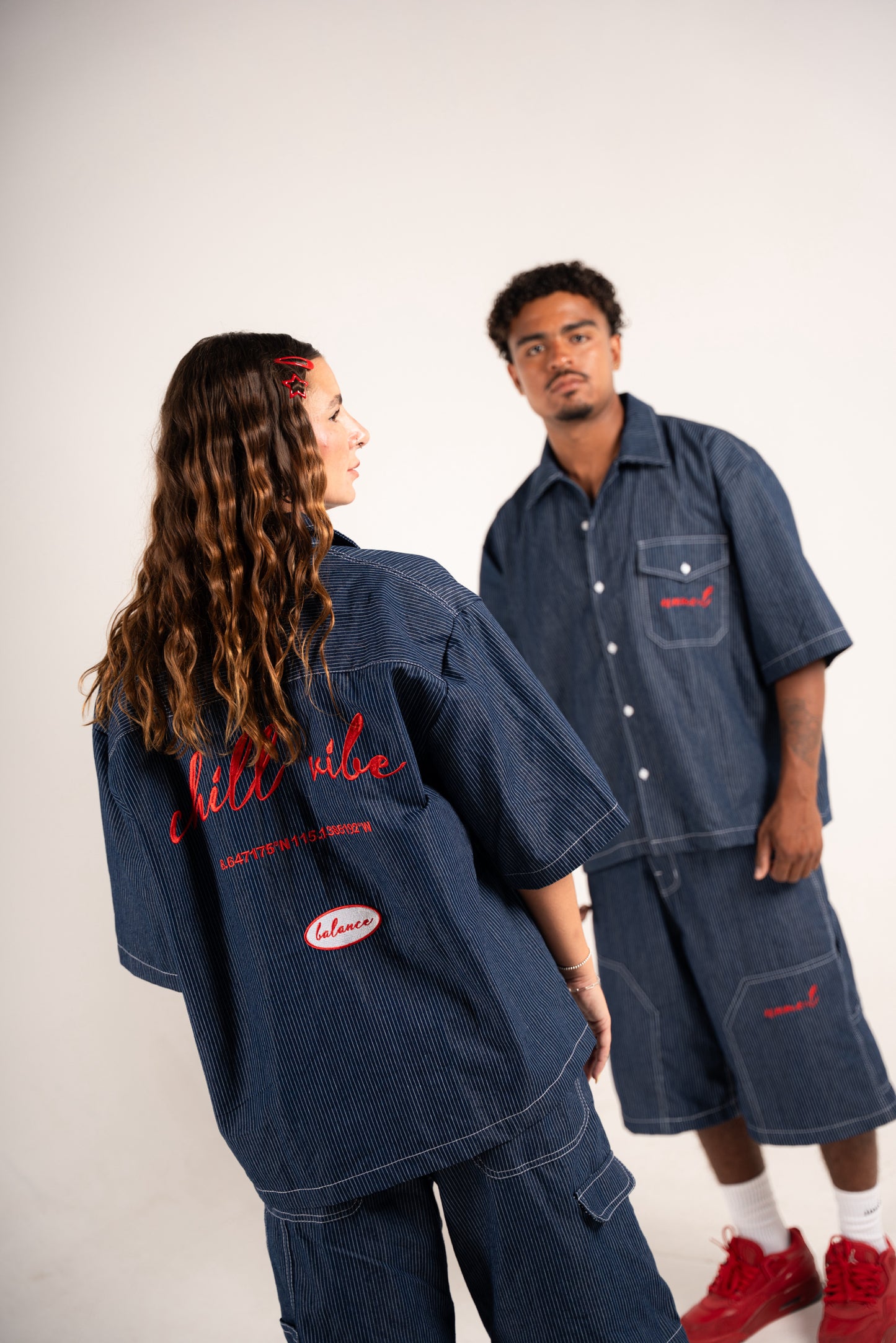 CHILL VIBE Oversized Stripes Denim shirt