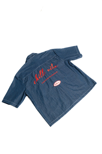 CHILL VIBE Oversized Stripes Denim shirt