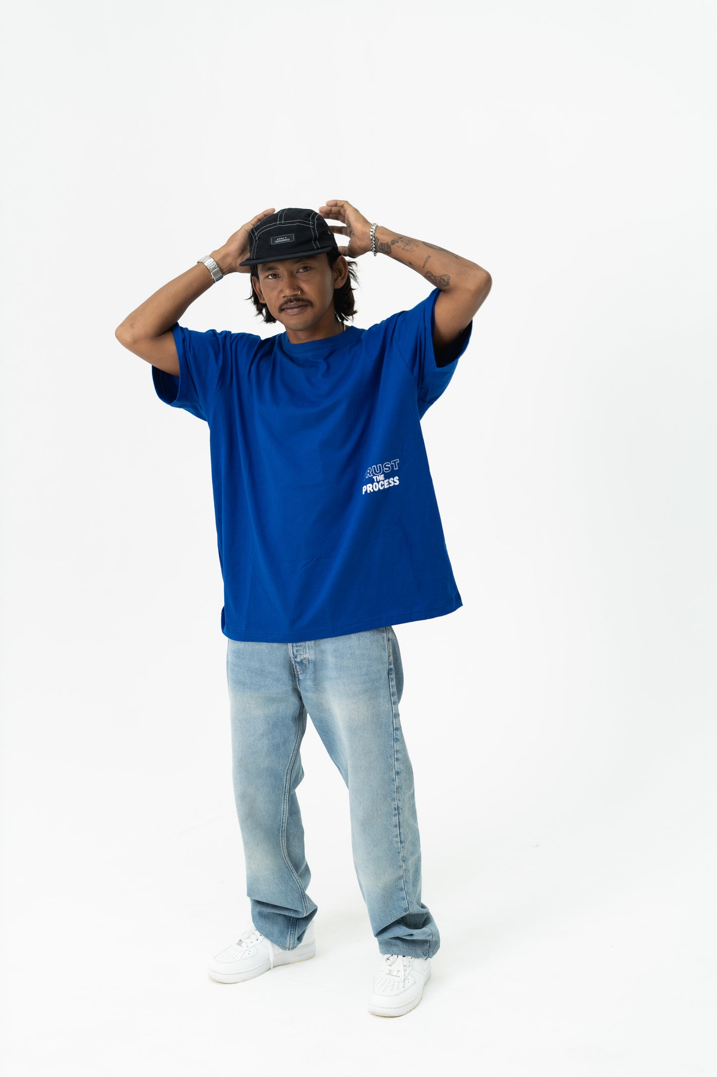 TRUST THE PROCESS - Oversized Tee Cotton Royal Blue